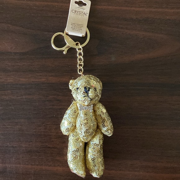 Accessories - Gold sequin teddy bear key purse charm